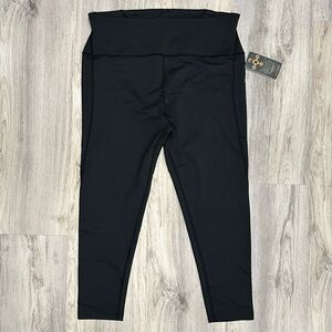 NWT Tommie Copper Lower Back Support Black Cropped Leggings Pocket Size 2XL